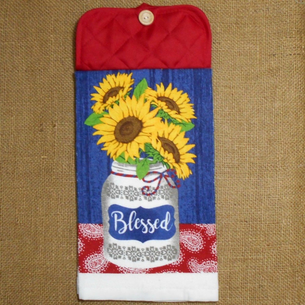 Patriotic Sunflower Bouquet Hanging Kitchen Towel